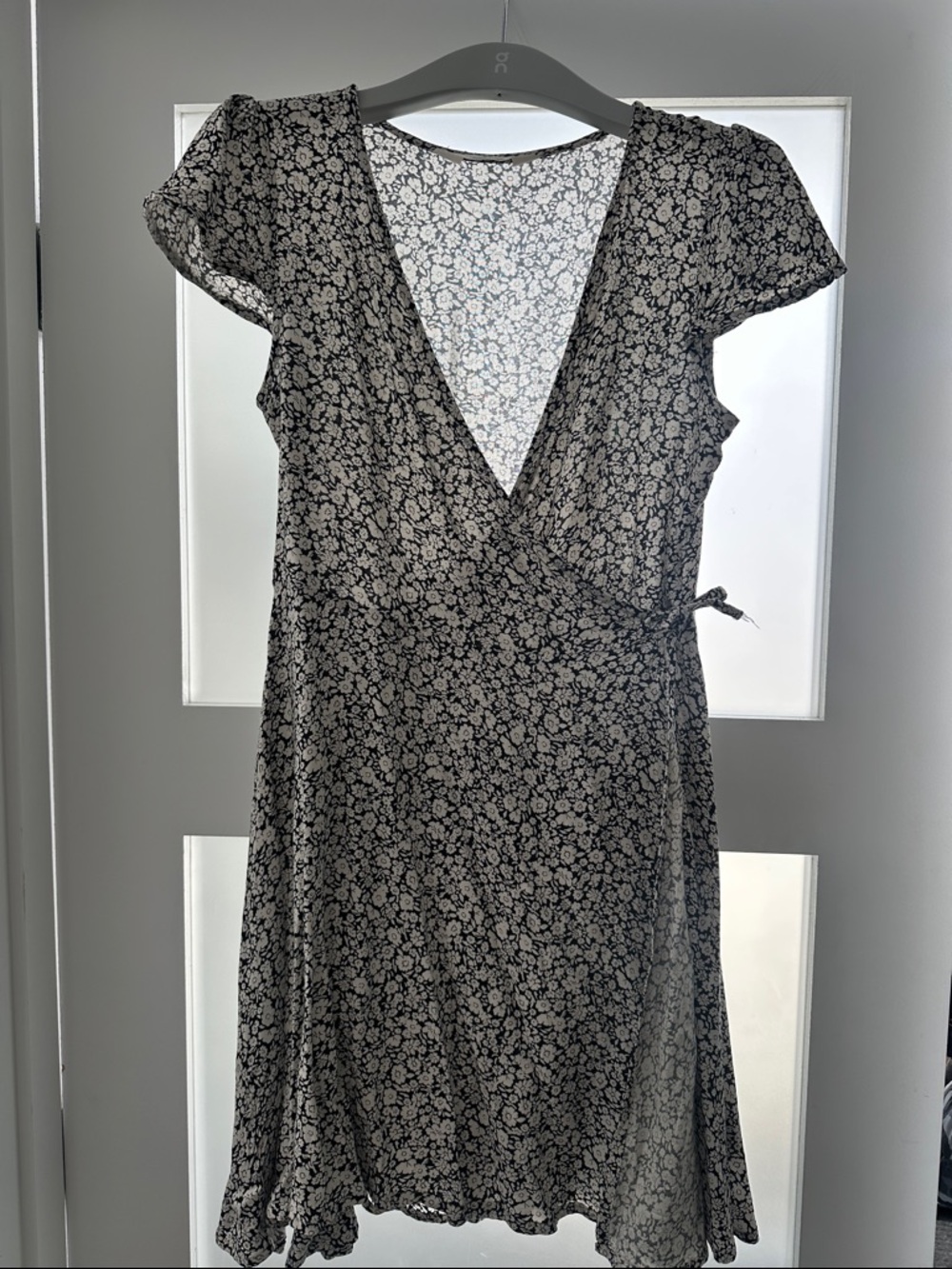 H&M Black and White Floral Wrap-Style Kids Dress